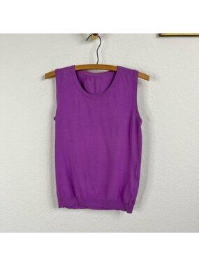 Leonard Paris Knit Jewel Tone Cotton Sleeveless Shell Sweater